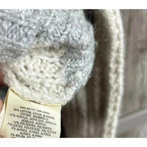 Sleeping On Snow Sweater Medium Cable Knit Elbow Patch Cream and Gray M - Picture 5 of 9